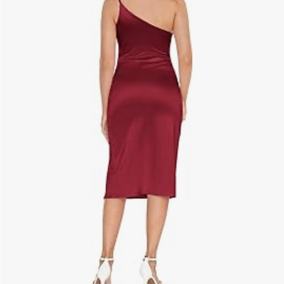 ROMWE One Shoulder Burgundy Dress - Picture 4 of 15